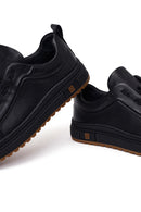 Erkek Siyah Bağcıklı Deri Sneaker | Derimod