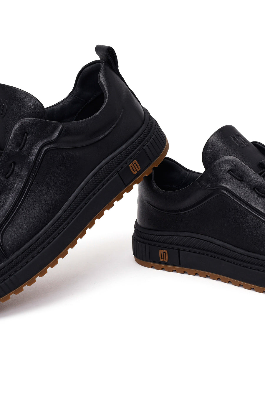 Erkek Siyah Bağcıklı Deri Sneaker