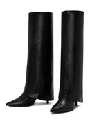 Woman Black Thin High Heels Leather Boot | Derimod