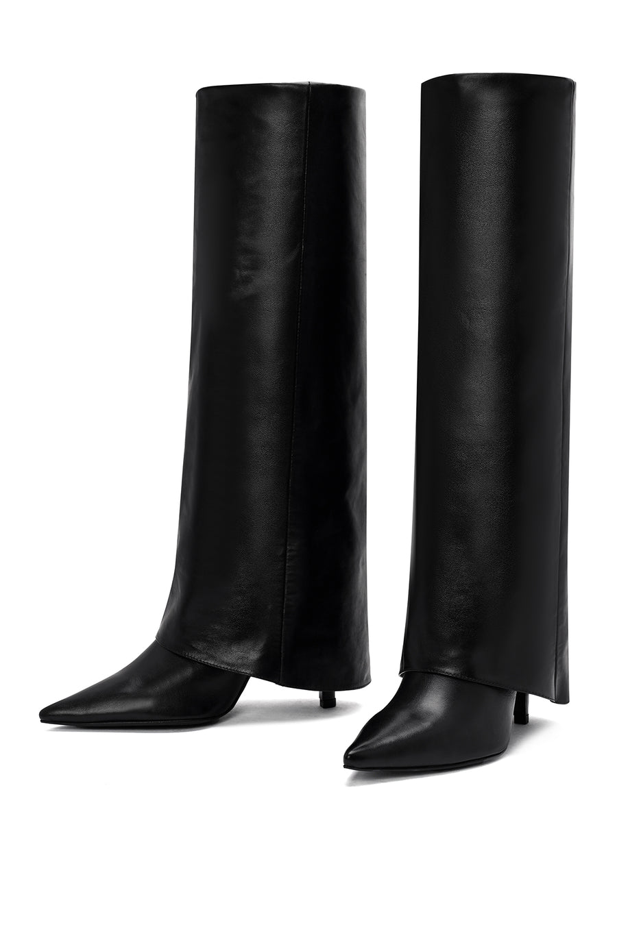 Woman Black Thin High Heels Leather Boot