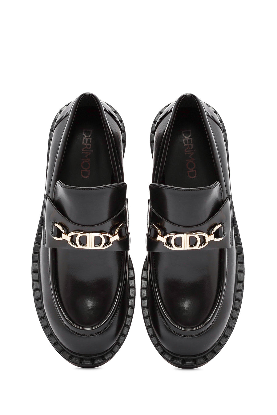 Kadın Siyah Toka Detaylı Maskülen Loafer
