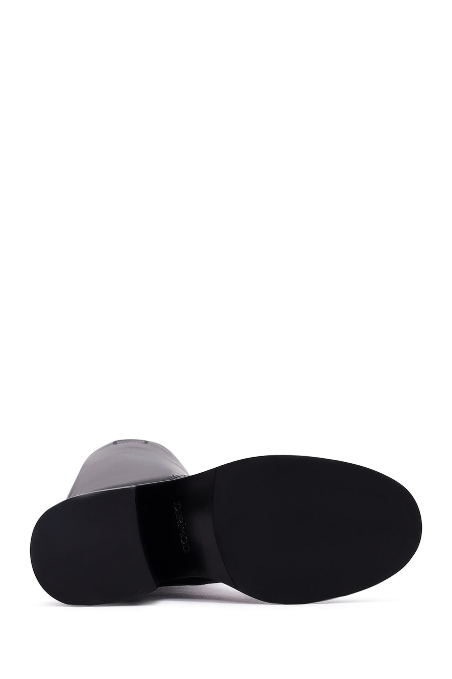 Women's Black Thick Heeled Leather Boot