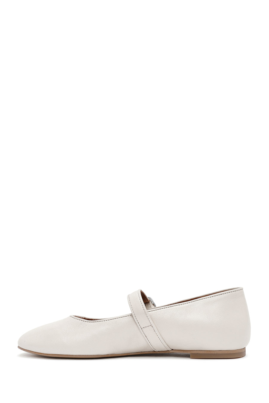Women's White Buckled Leather Ballerinas