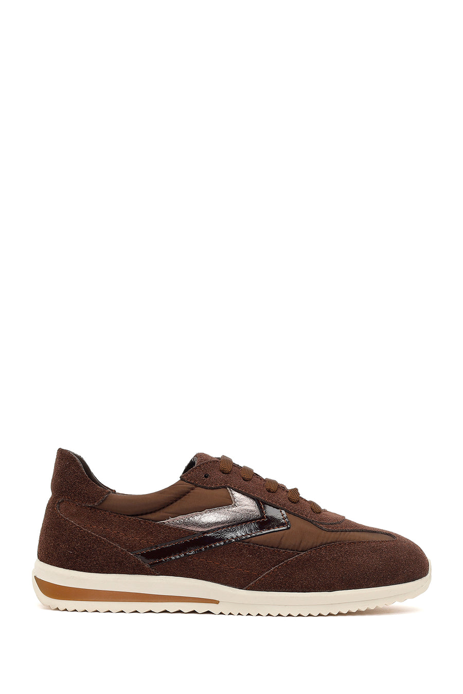 Women's Brown Lace-up Suede Leather Sneaker 26PFD410914 | Derimod