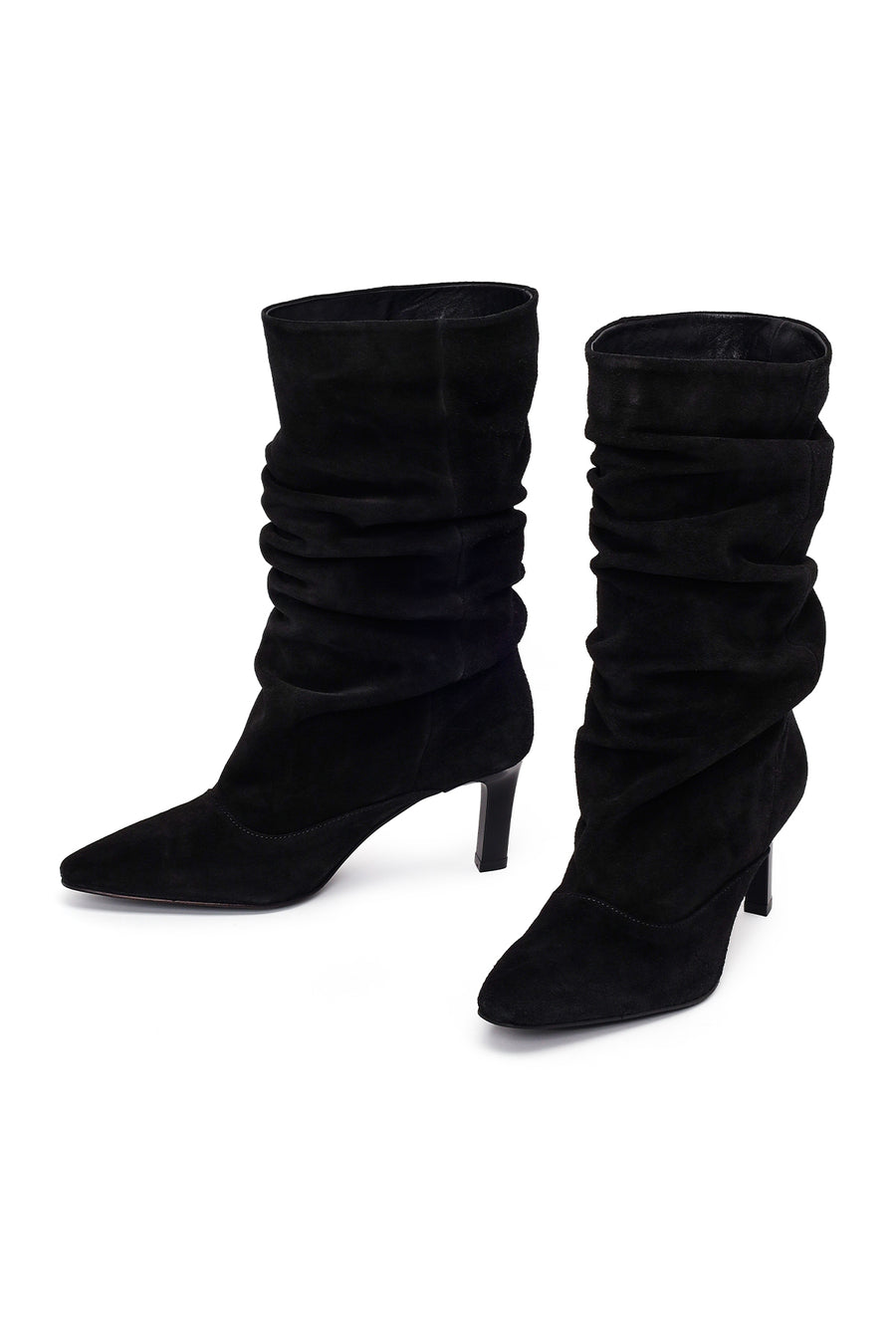 Woman Black Thin High-Heeled Suede Boots