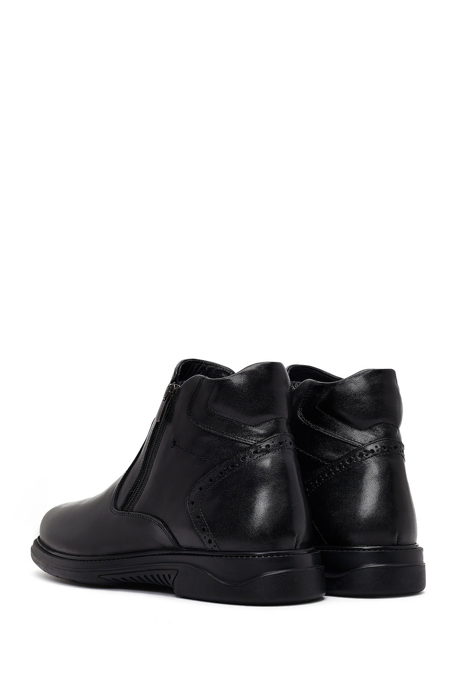 Male Black Double Zip Closure Leather Boots