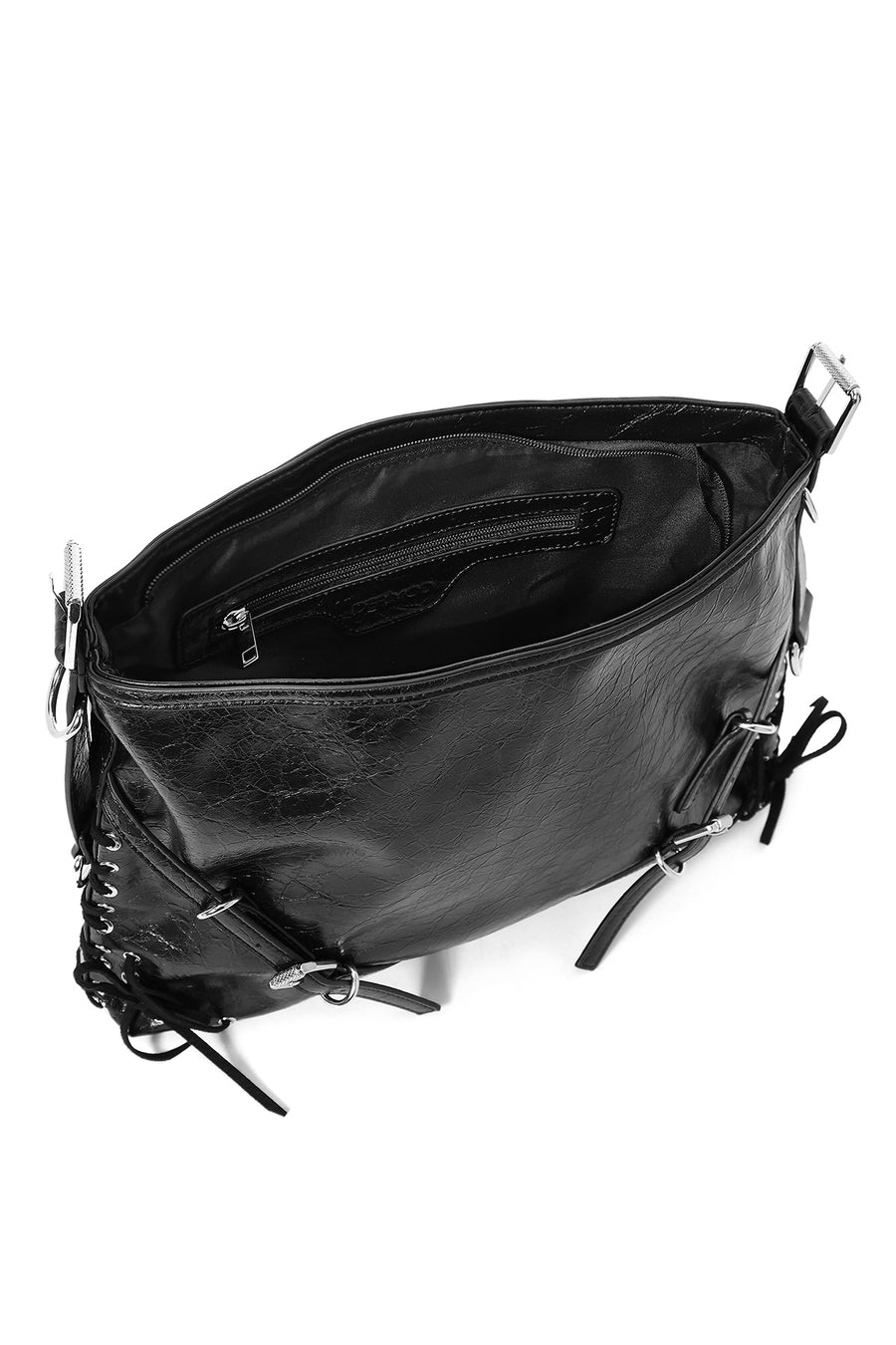 Women's Black Metal Detailed Shoulder Bag