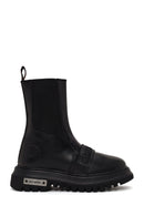Harley Davidson Woman Black Glenn Zip Closure Thick-Soled Leather Boots | Derimod