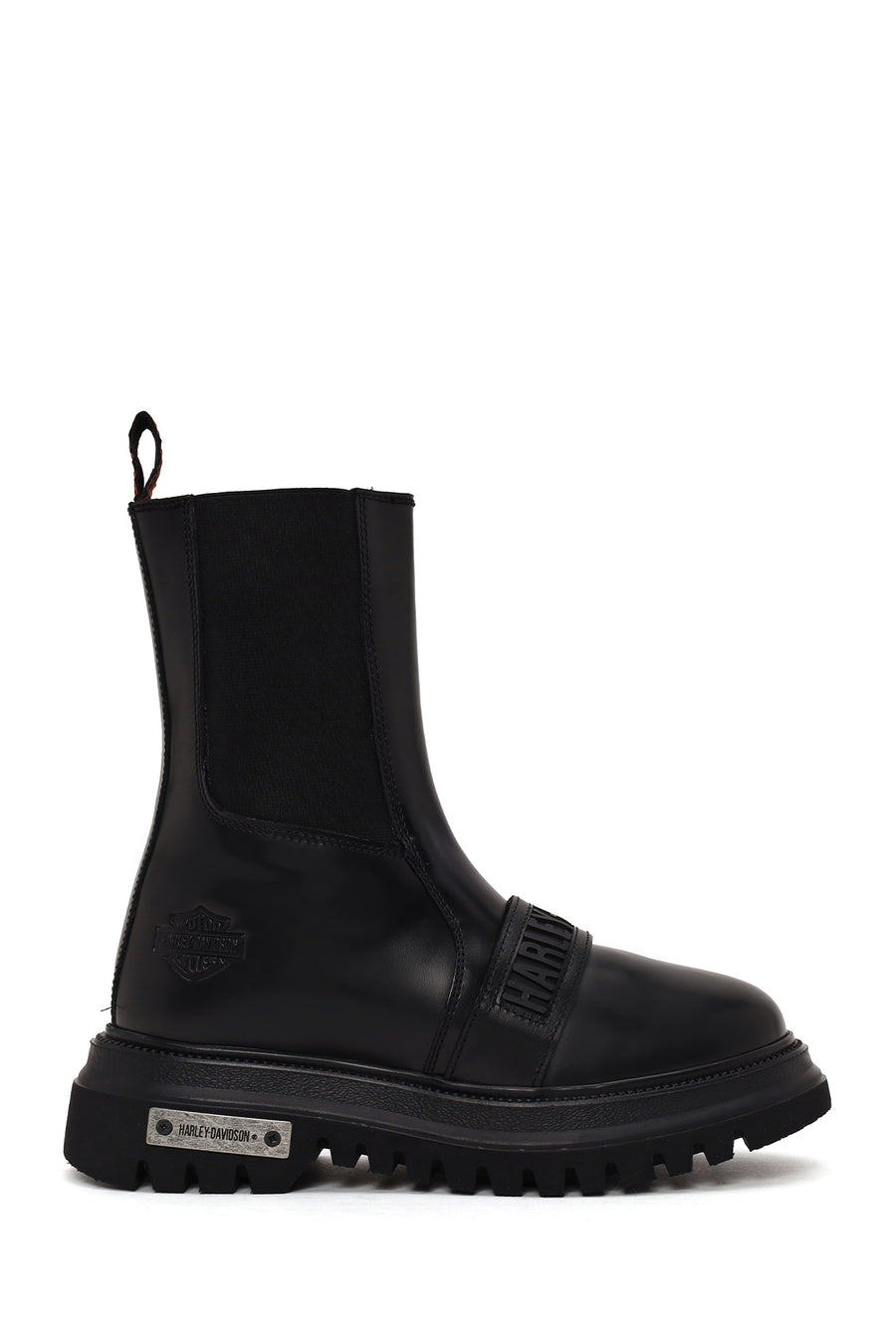 Harley Davidson Woman Black Glenn Zip Closure Thick-Soled Leather Boots 021G100549 | Derimod