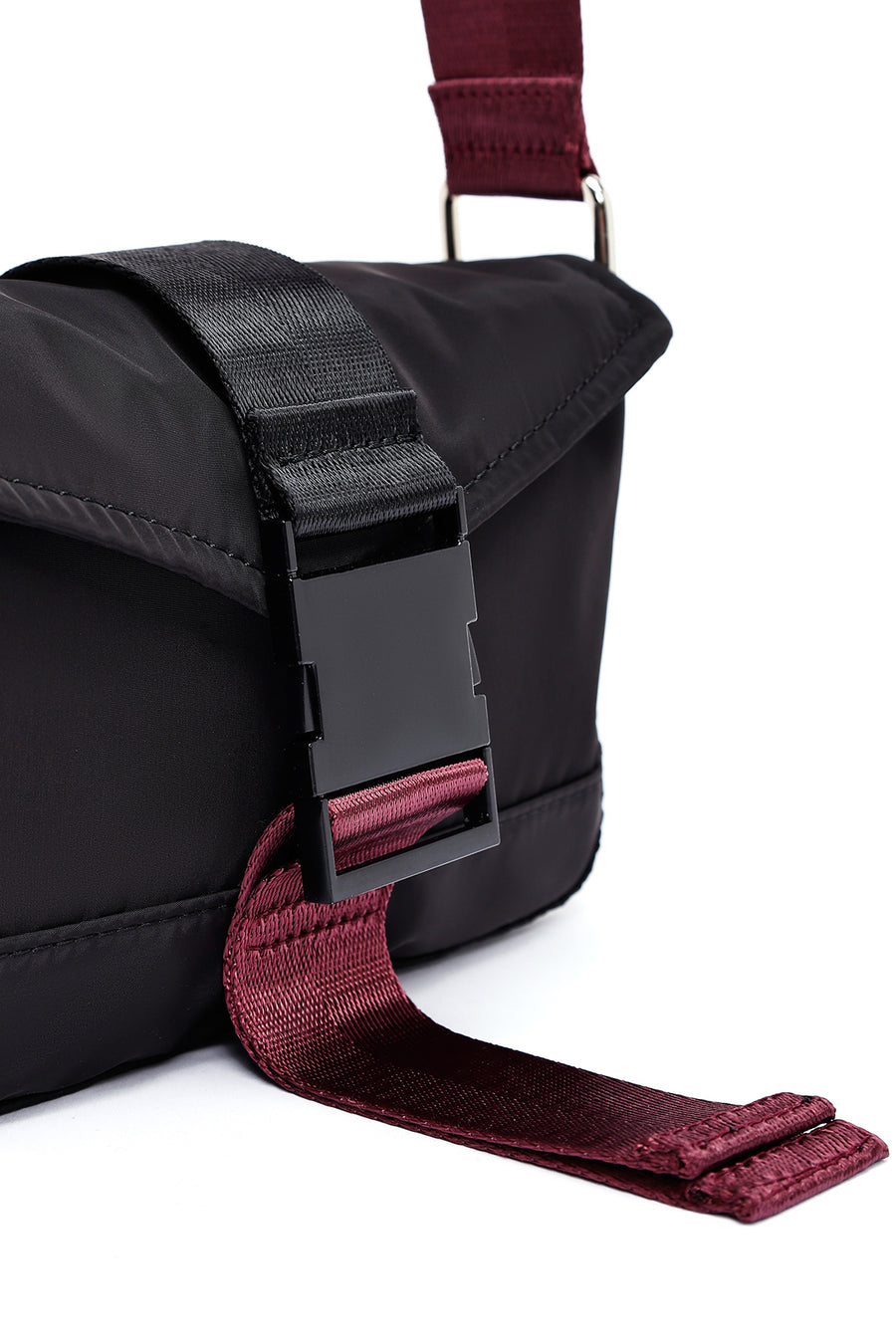 Women's Black Long Strap Mini Fabric Crossbody Bag