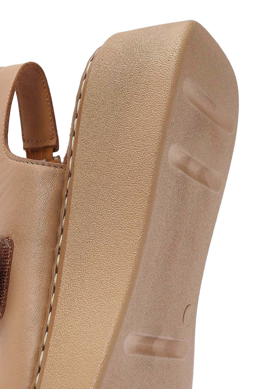 Kadın Camel Bantlı Kalın Tabanlı Deri Comfort Sandalet