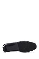 Woman Black Chunky Heels Leather Shoe | Derimod