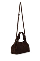 Woman Dark Mink Long Strap Suede Shoulder Bag | Derimod