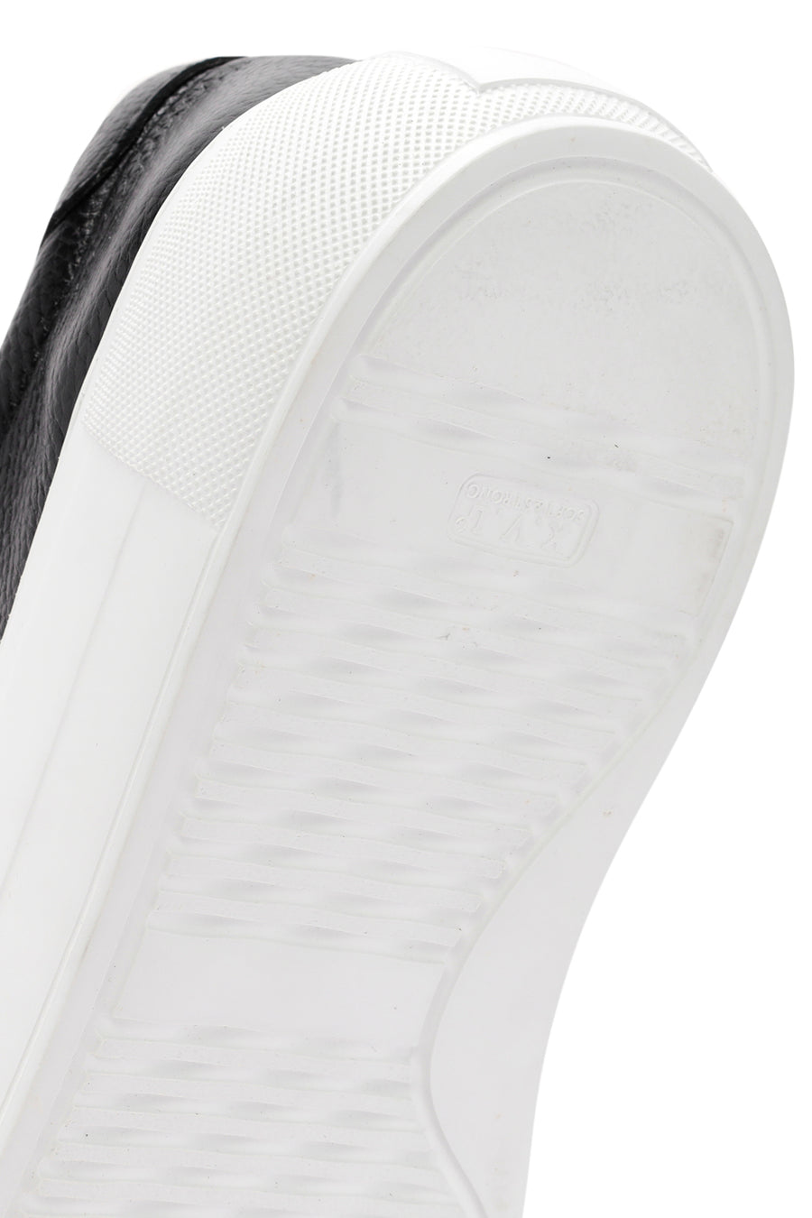 Women's Black Lace-up Thick-Sole Leather Sneaker