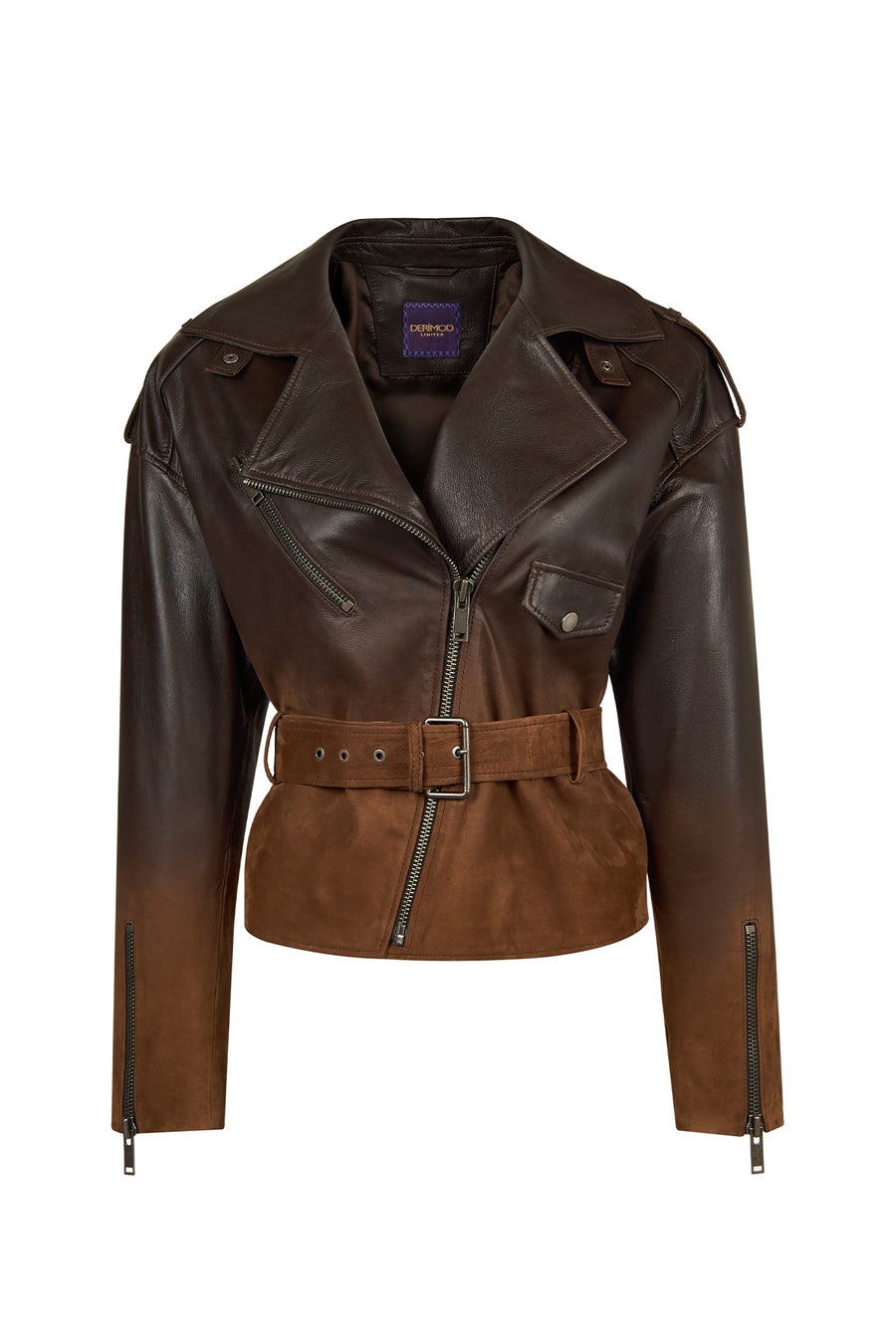 Soho Woman Brown Short Oversize Biker Suede Jacket 26WGD5920T7 | Derimod