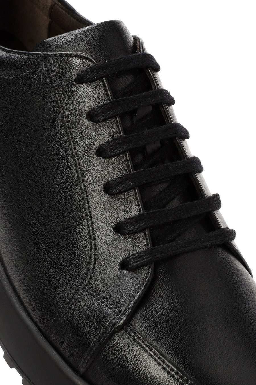 Erkek Siyah bağcıklı Deri Sneaker