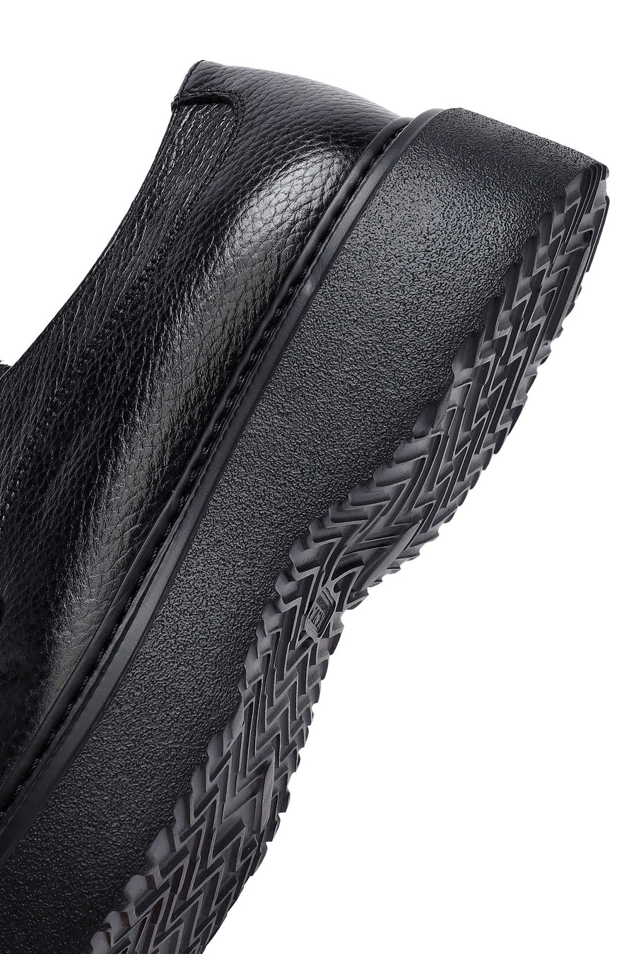 Men's Black Lace-Up Thick-Soled Leather Casual Shoes