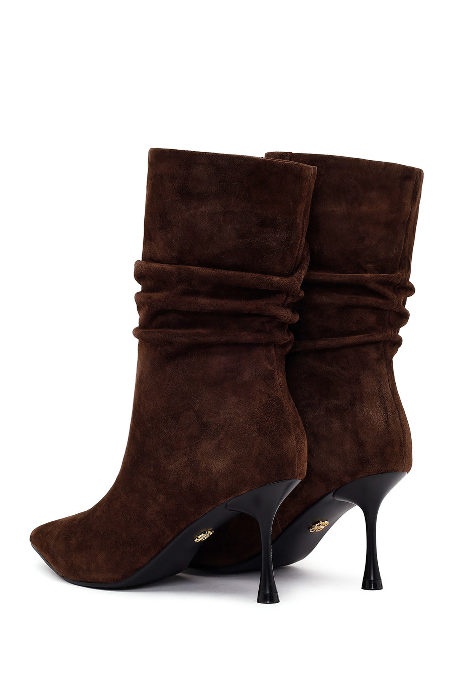 Woman Brown Thin-Heeled Suede Boots
