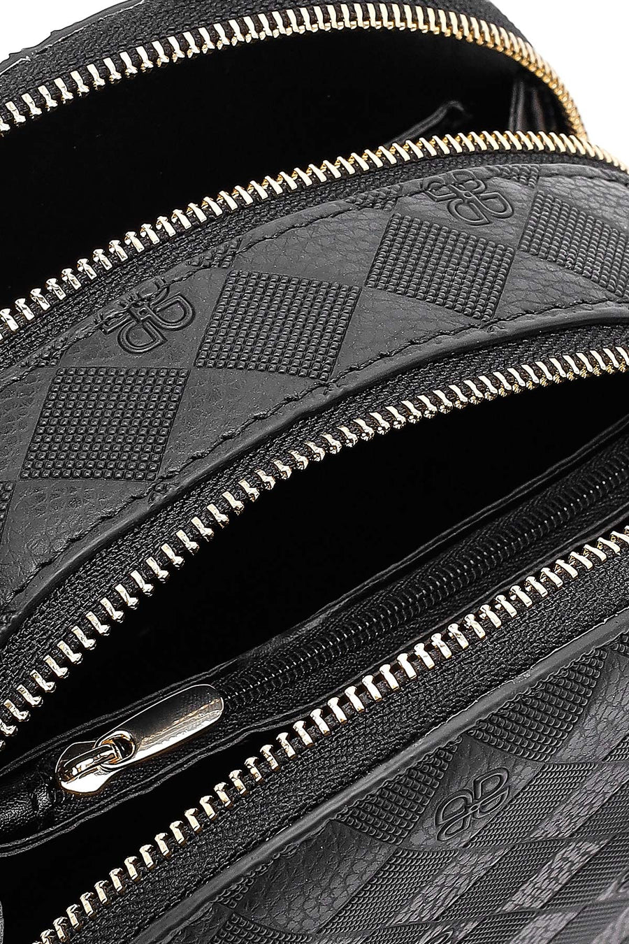 Women's Black Long Strap Printed Mini Handbag