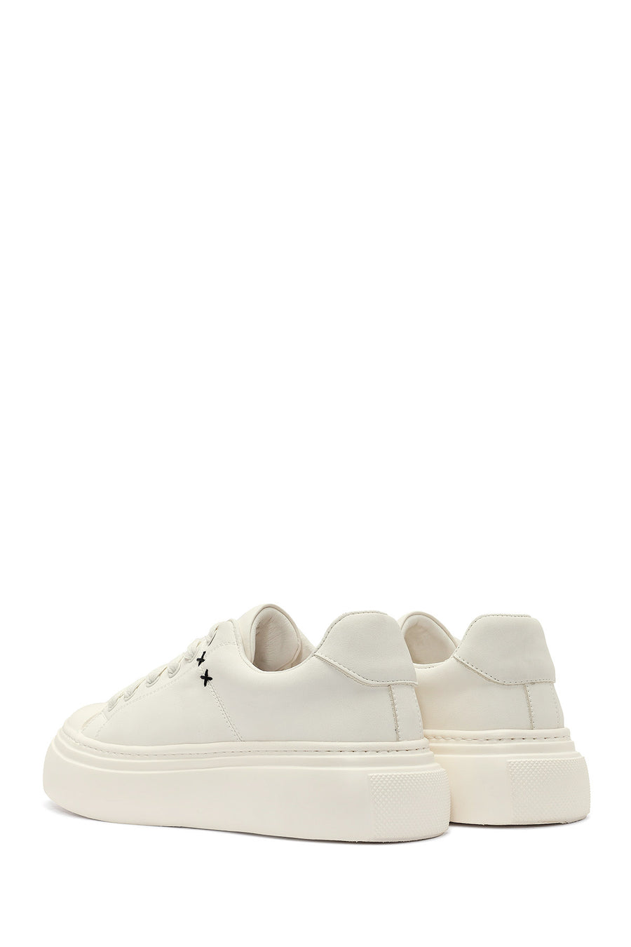 Erkek Beyaz Bağcıklı Deri Sneaker