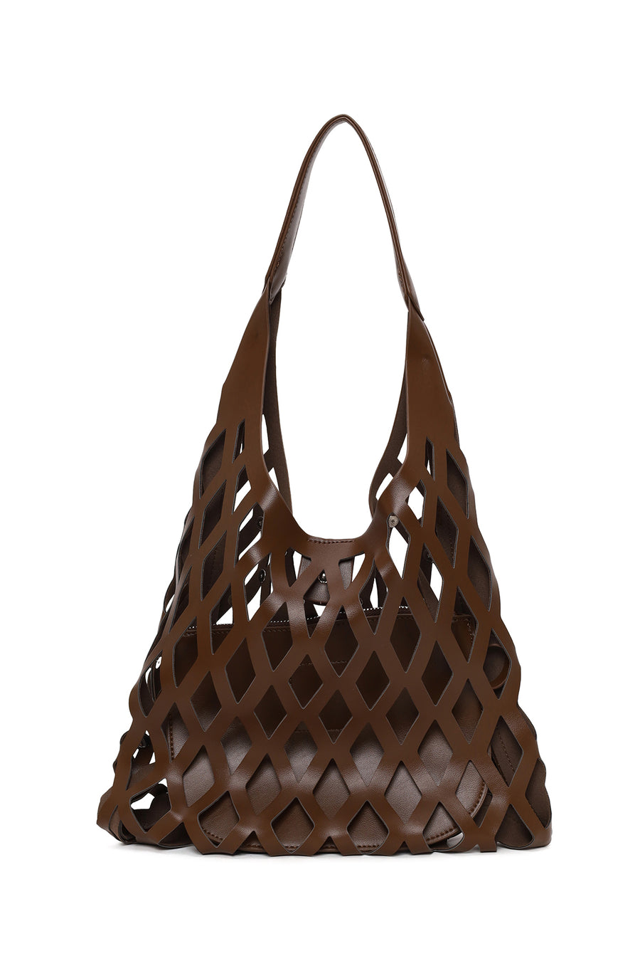 Woman Brown Mesh Shoulder Bag
