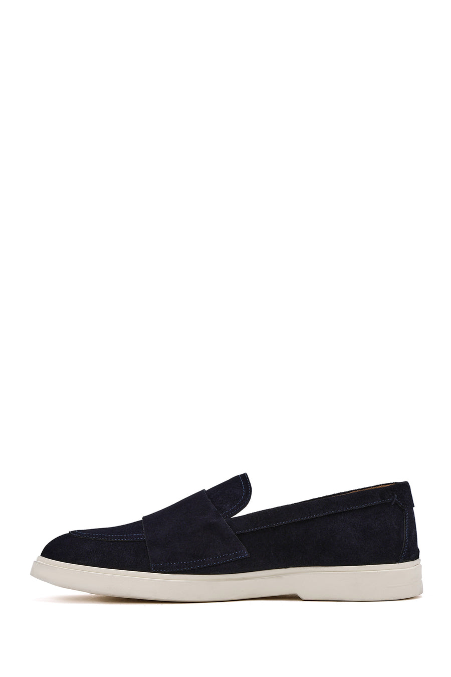 Erkek Lacivert Çift Tokalı Süet Deri Casual Loafer