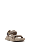 Derimod Zero Male Beige Strapped Fabric Sandals | Derimod