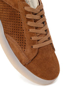 Woman Tan Lace-Up Suede Leather Sneaker | Derimod