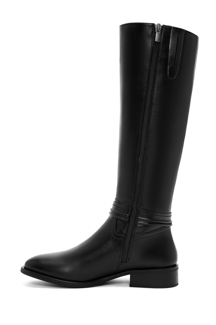 Women's Black Zippered Accessory Detailed Boots