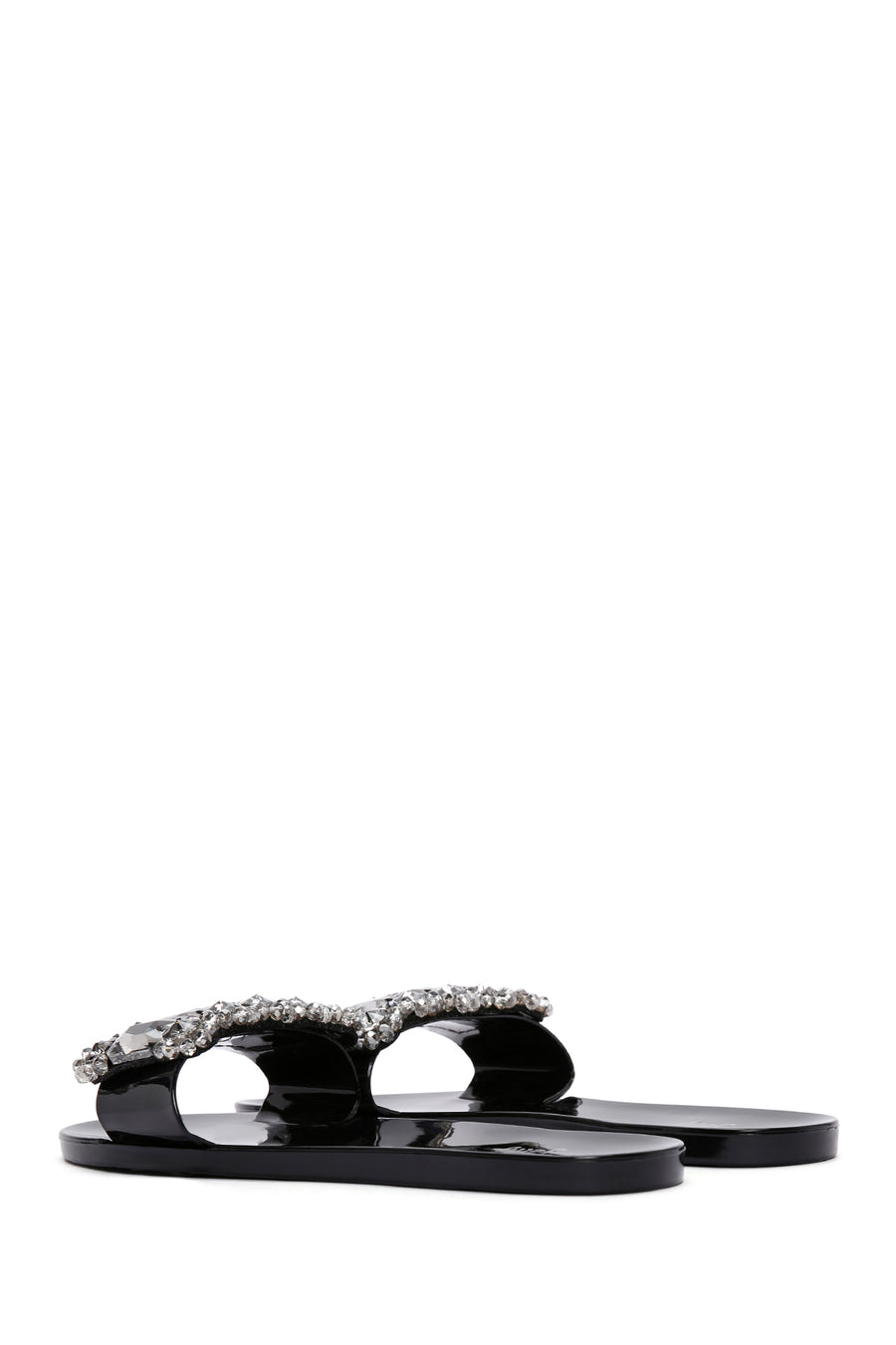 Women's Black Jelly Stone-Embellished Slippers