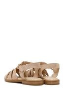 Woman Cream Buckled Ankle Suede Sandal | Derimod