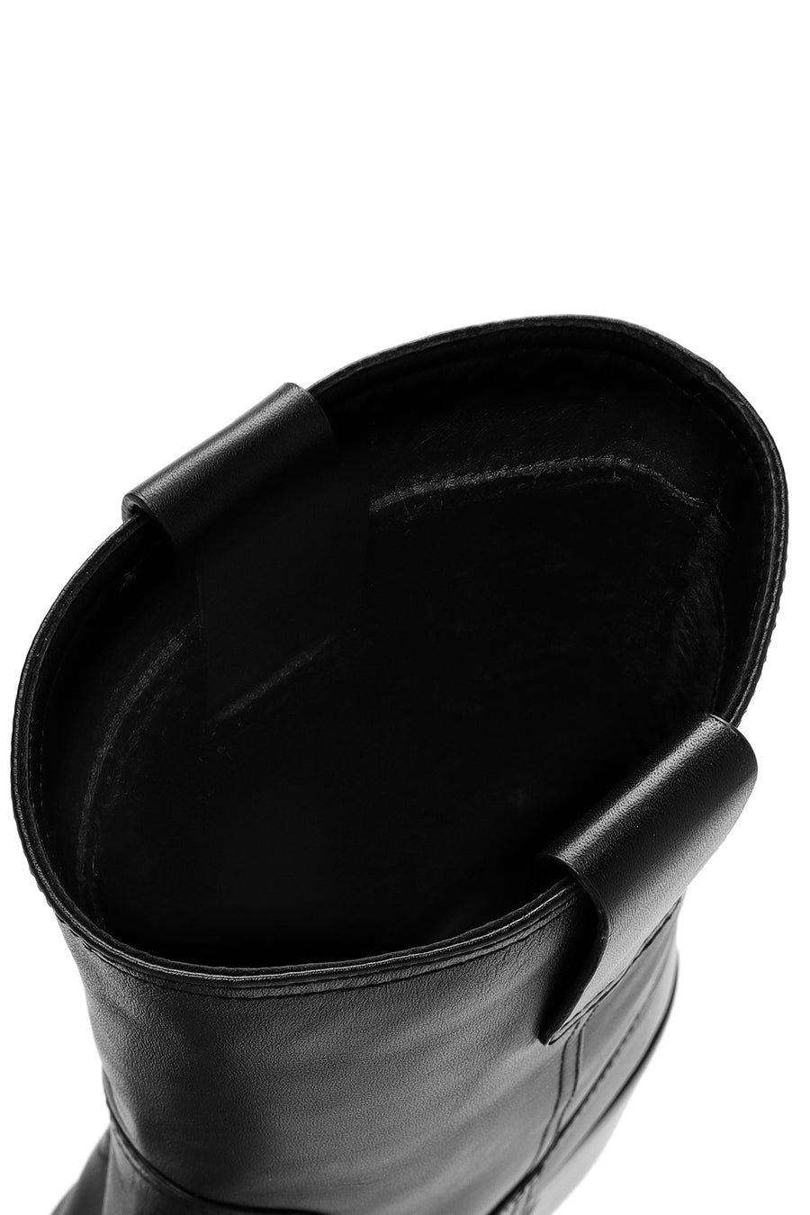 Women's Black Thick Heeled Leather Boots