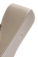 Women's Gray Wedge Heeled Suede Leather Slippers | Derimod