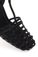 Woman Black Ankle-Buckle Open-Back Stiletto High Heel | Derimod