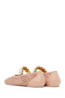 Women's Beige Jelly Ballet Flats with Rhinestones | Derimod