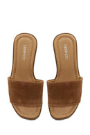 Woman Tan Thick-Soled Suede Slipper | Derimod