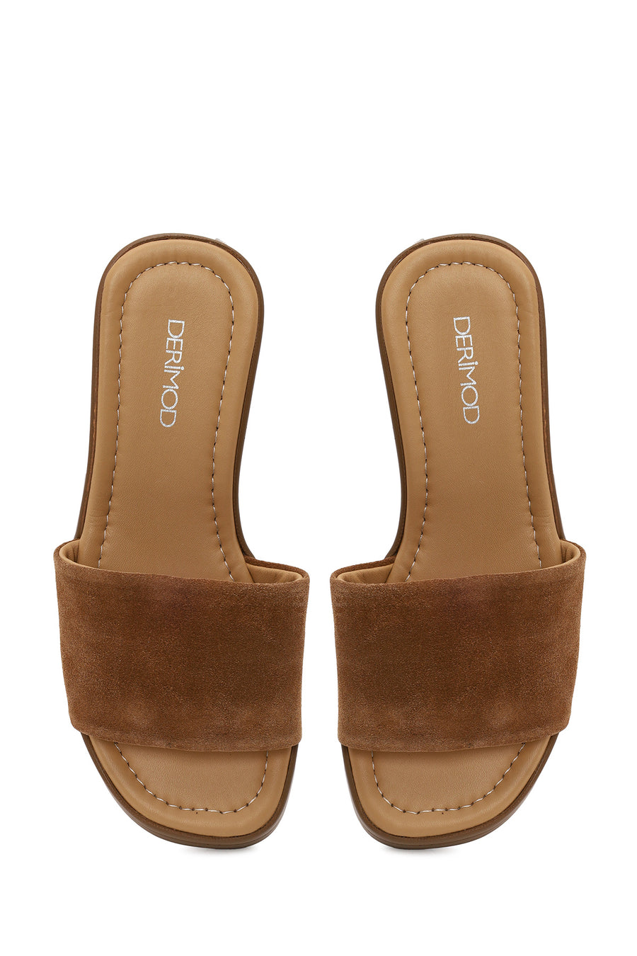 Woman Tan Thick-Soled Suede Slipper