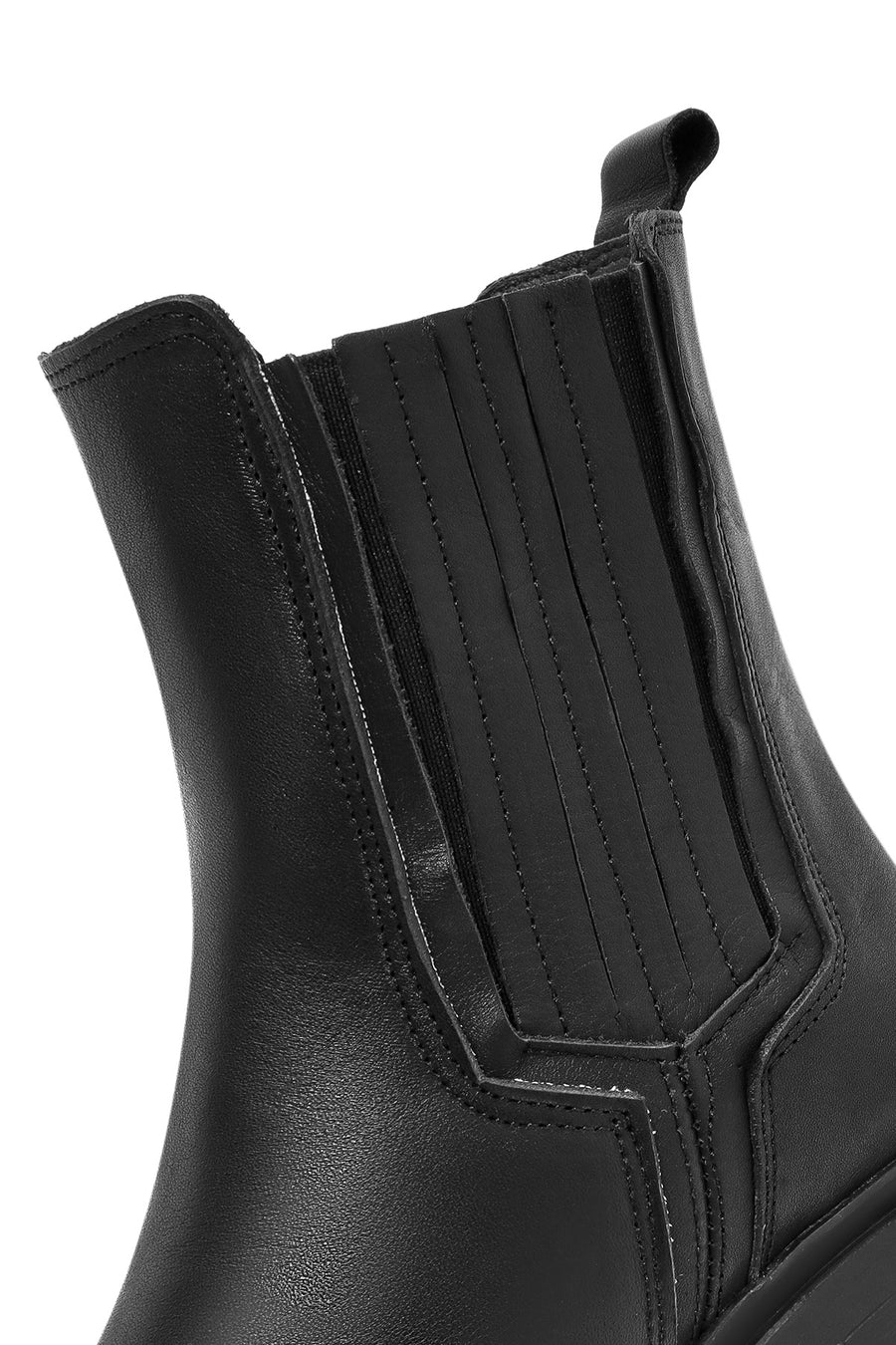 Women's Black Thick Heeled Leather Chelsea Boots