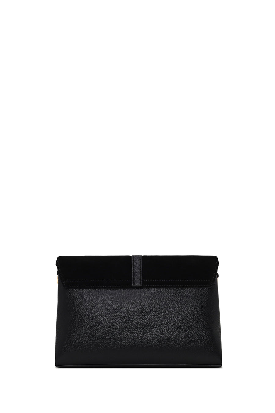 Woman Black Long-Strap Suede Crossbody Bag