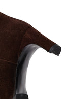Women's Brown Chunky Heel Suede Leather Boots | Derimod