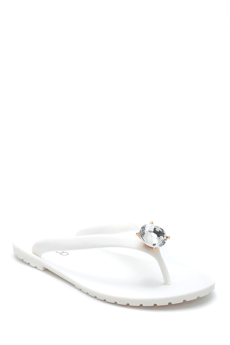 Women's Flip Flops with Stone Detail