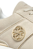 Geox Women Beige Low-Top Lace-Up Thick Sole Suede Leather Sneaker | Derimod