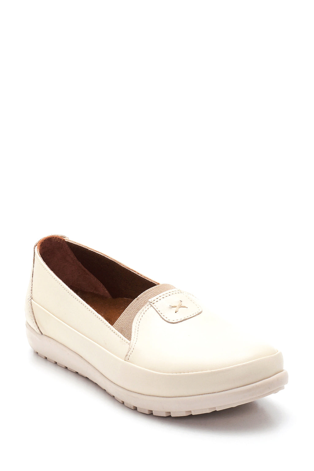 Kadın Bej Deri Comfort Loafer