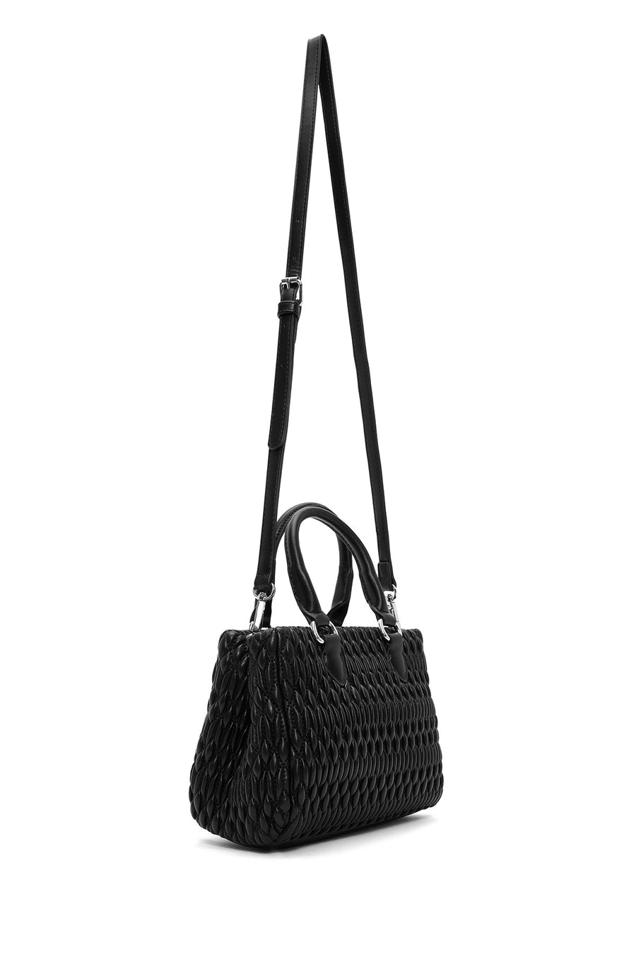 Women's Black Long Strap Quilted Handbag