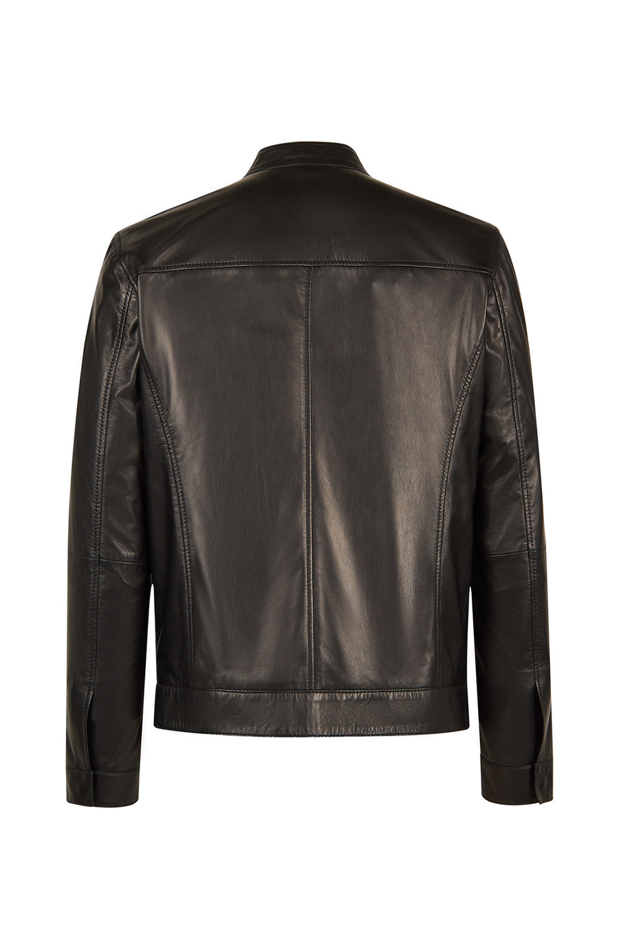Mane Male Black Mandarin Collar Leather Jacket