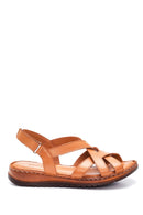 Women's Tan Leather Comfort Sandals | Derimod