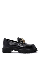 Women's Black Patent Leather Buckle Casual Loafer | Derimod