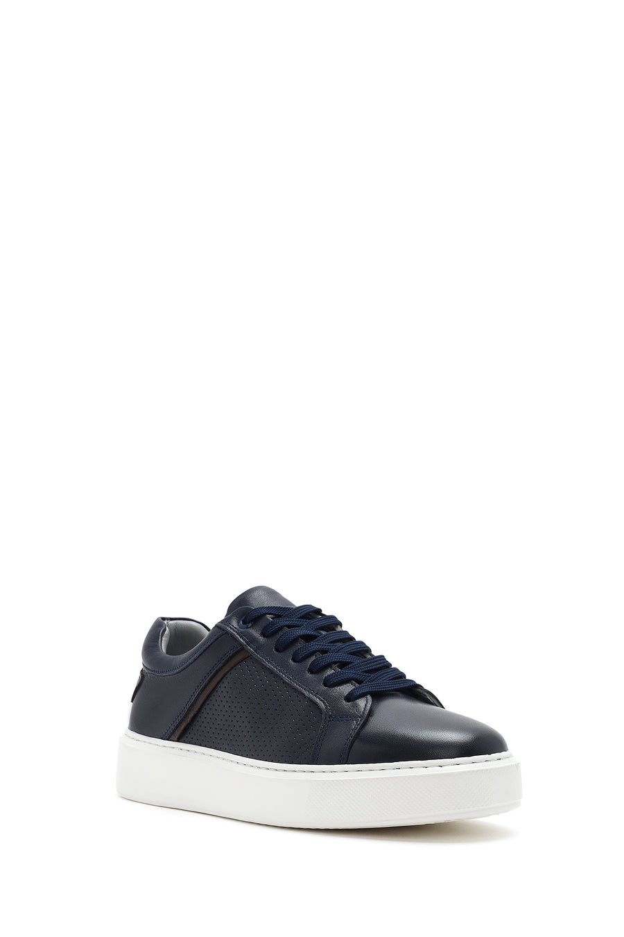Men's Navy Blue Lace-Up Leather Sneaker