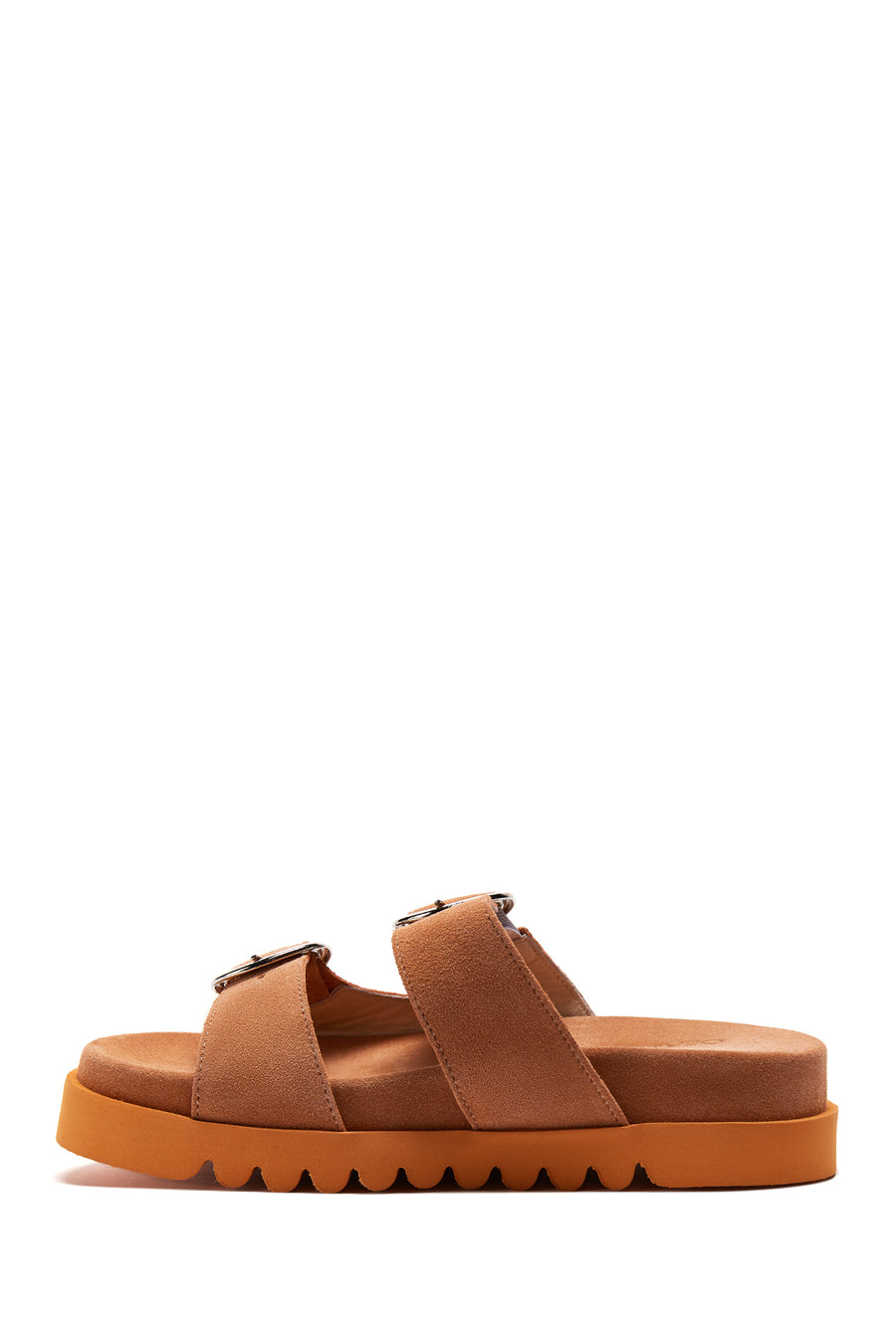 Women's Leather Suede Double Buckle Slippers