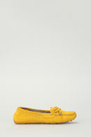 Suede Yellow Women's Leather Loafer | Derimod